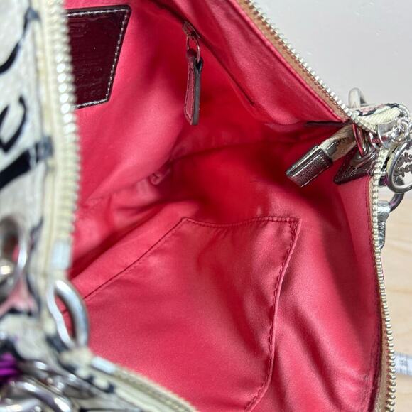 Coach Poppy Print Shoulder Bag Purse Y2K 90s Silver Hardware Pink - Picture 10 of 13